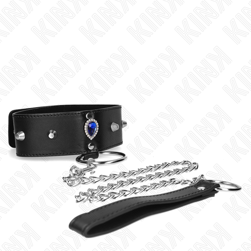 KINK – COLLANA 65 CM CON CINTURINO CON DIAMANTI BLU REGOLABILE 36-43 CM X 5 CM