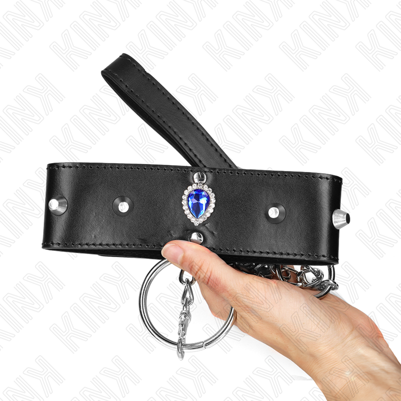 KINK – COLLANA 65 CM CON CINTURINO CON DIAMANTI BLU REGOLABILE 36-43 CM X 5 CM