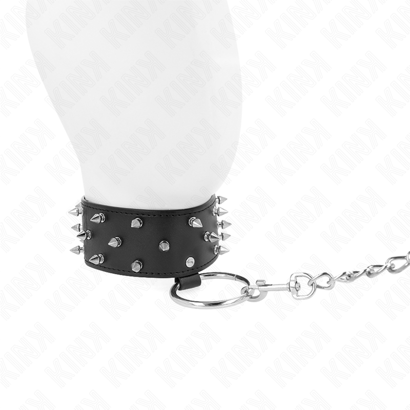 Kink – Halsband mit silbernen Nieten und Leine, 65 cm