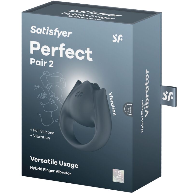 SATISFYER – PERFECT PAIR 2 MULTIVIBRATORE 2 IN 1 ANELLO PER PENE E STIMOLATORE PER DITA GRIGIO