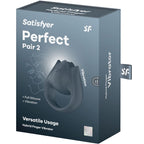 SATISFYER – PERFECT PAIR 2 MULTIVIBRATORE 2 IN 1 ANELLO PER PENE E STIMOLATORE PER DITA GRIGIO