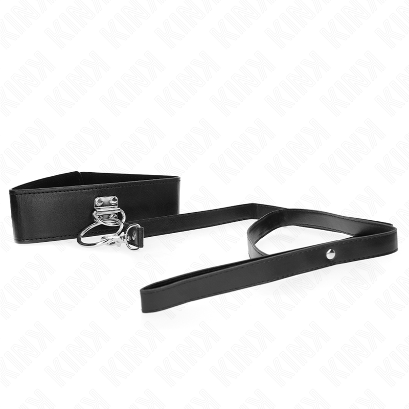 KINK – STUDDED LEASH 116 CM COLLAR WITH LEATHERETTE STRAP 50 X 5 CM