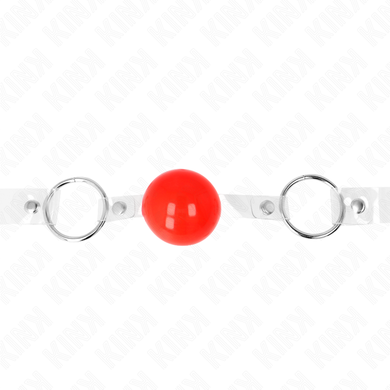Kink – Verstellbarer Ballknebel aus transparentem PVC, Rot, 4 cm