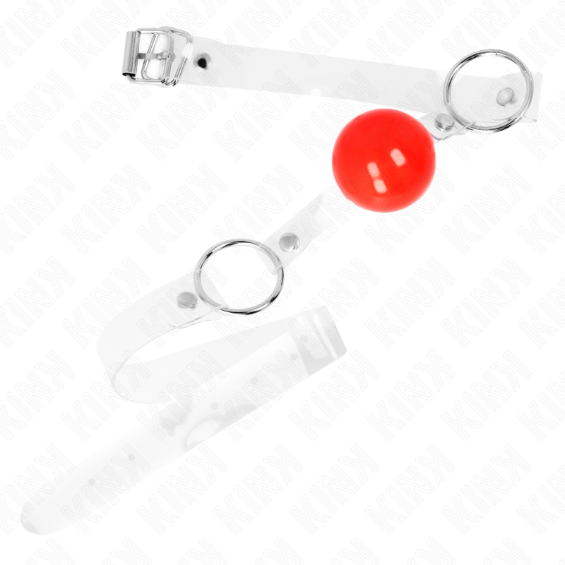 Kink – Verstellbarer Ballknebel aus transparentem PVC, Rot, 4 cm