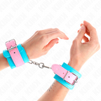 KINK – MIGNONS ATTENTES-POIGNETS BLEU/ROSE AJUSTABLES 16-28 CM X 5 CM