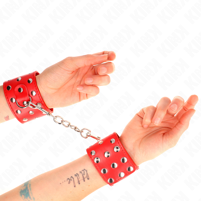 KINK – APPAREILS DE RETENUE POIGNETS AVEC FERMETURE PRESSION PLEINE DE RIVETS AJUSTABLE 19-24 CM X 5,5 CM