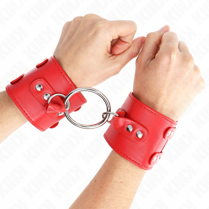 KINK – FIXED WRIST RESTRAINTS WITH RING AND STUDS ADJUSTABLE 17-22 CM X 6.5 CM