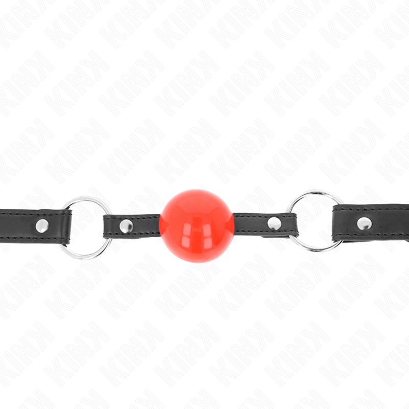 Kink – Ballknebel mit Schloss, roter Ball, schwarzer Gurt, 60 x 2 cm