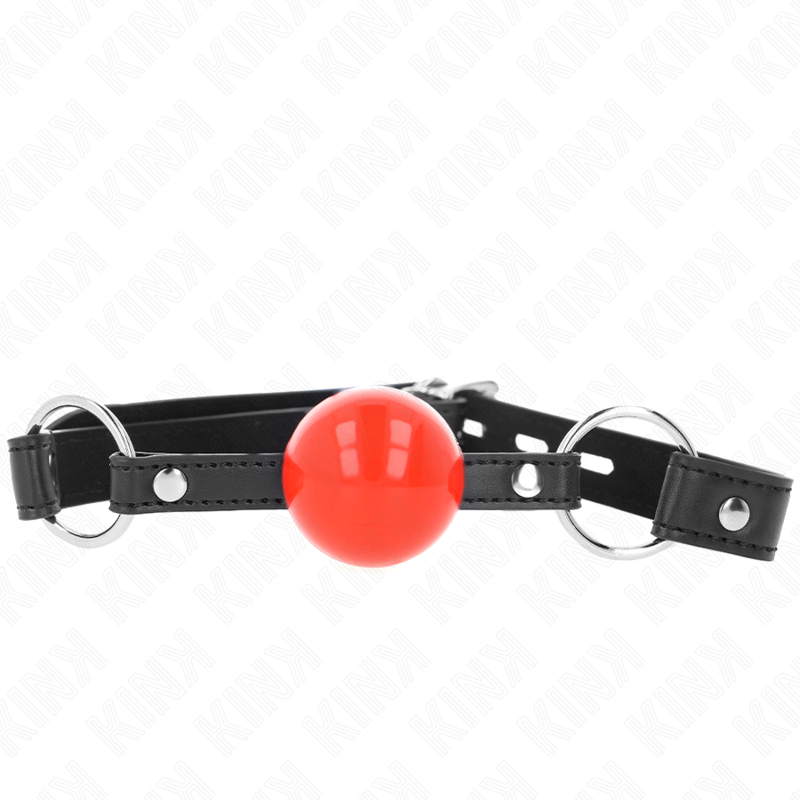 Kink – Ballknebel mit Schloss, roter Ball, schwarzer Gurt, 60 x 2 cm