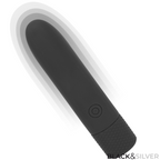 BLACK & SILVER – GERI USB RECHARGEABLE VIBRATING BULLET 8 VIBRATIONS BLACK 10 X 2.2 CM