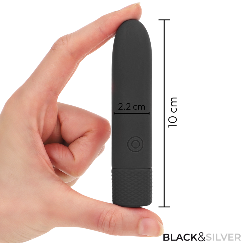 BLACK & SILVER – GERI USB RECHARGEABLE VIBRATING BULLET 8 VIBRATIONS BLACK 10 X 2.2 CM