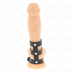 KINK – ANELLO PER PENE IN PELLE TRIPLA CON CHIUSURA A PRESSIONE