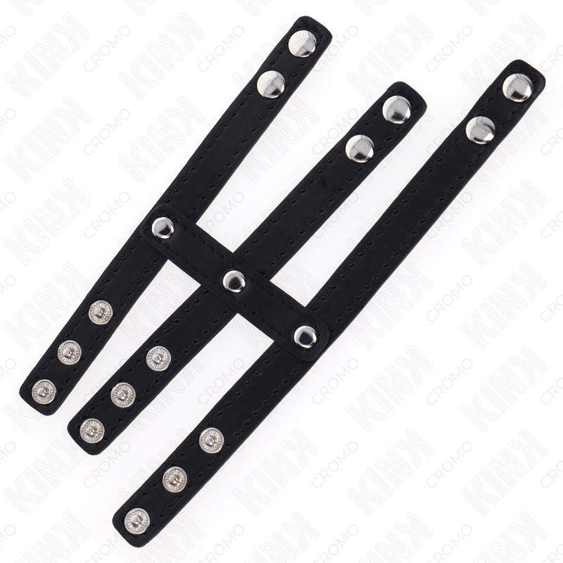 KINK – ANELLO PER PENE IN PELLE TRIPLA CON CHIUSURA A PRESSIONE