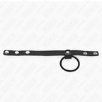 Kink – Penisring aus Silikon 3,8 cm und Hodenteil aus Leder, 22 x 1,5 cm