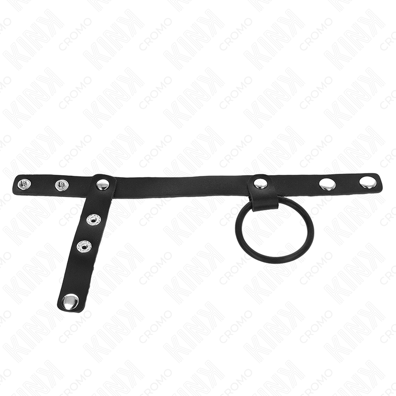 KINK – SILICONE PENIS RING 3.8 CM WITH BALL DIVIDER AND LEATHER STRAP 22 X 1.5 CM