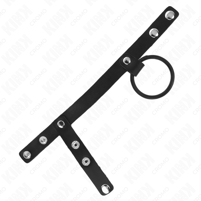 KINK – SILICONE PENIS RING 3.8 CM WITH BALL DIVIDER AND LEATHER STRAP 22 X 1.5 CM