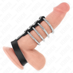 KINK – 4 ANELLI PER PENE IN METALLO DA 3,8 CM COLLEGATI CON CINTURINO IN PELLE DA 22 X 1,5 CM E CHIUSURA A PRESSIONE