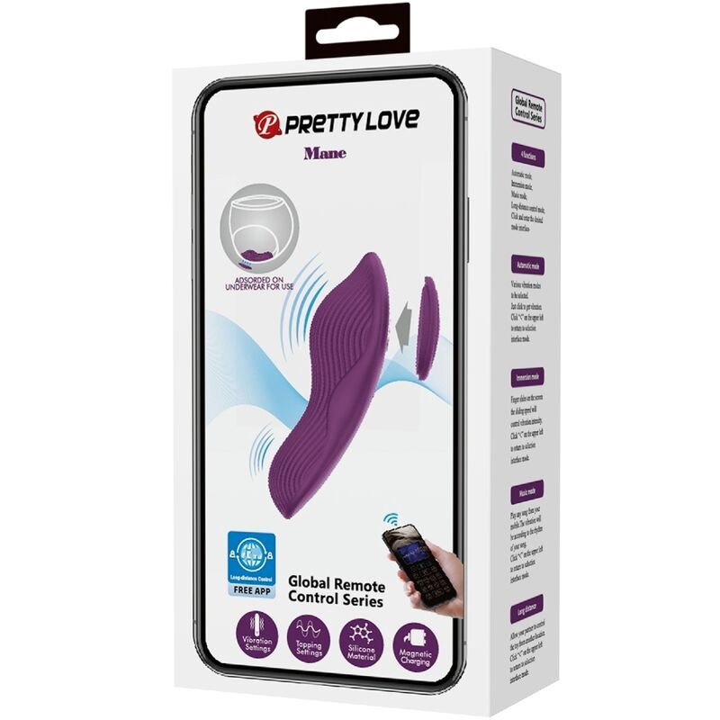 PRETTY LOVE – MANE LAY ON CLITORIDE MASSAGGIATORE 10 VIBRAZIONI TELECOMANDO VIOLA