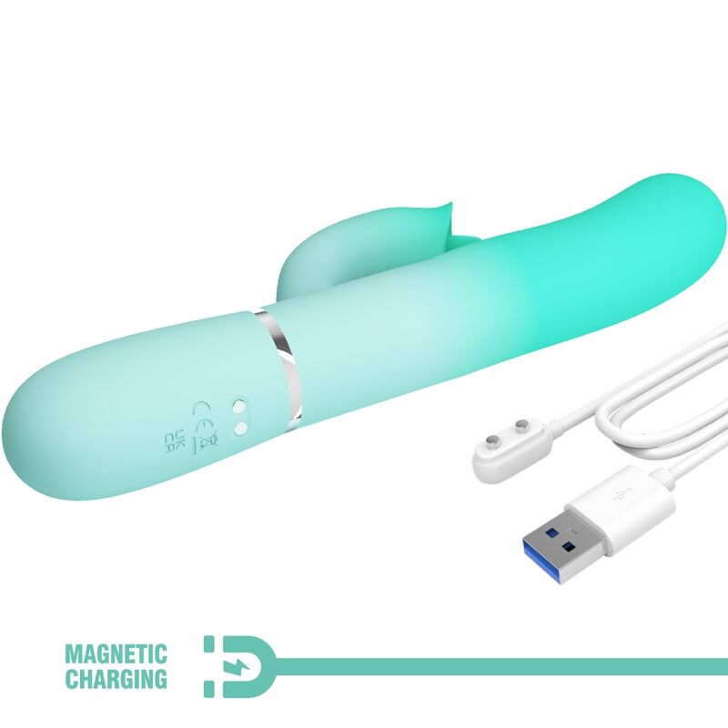 PRETTY LOVE – GIGI MULTIFUNCTION RABBIT VIBRATOR AQUA GREEN