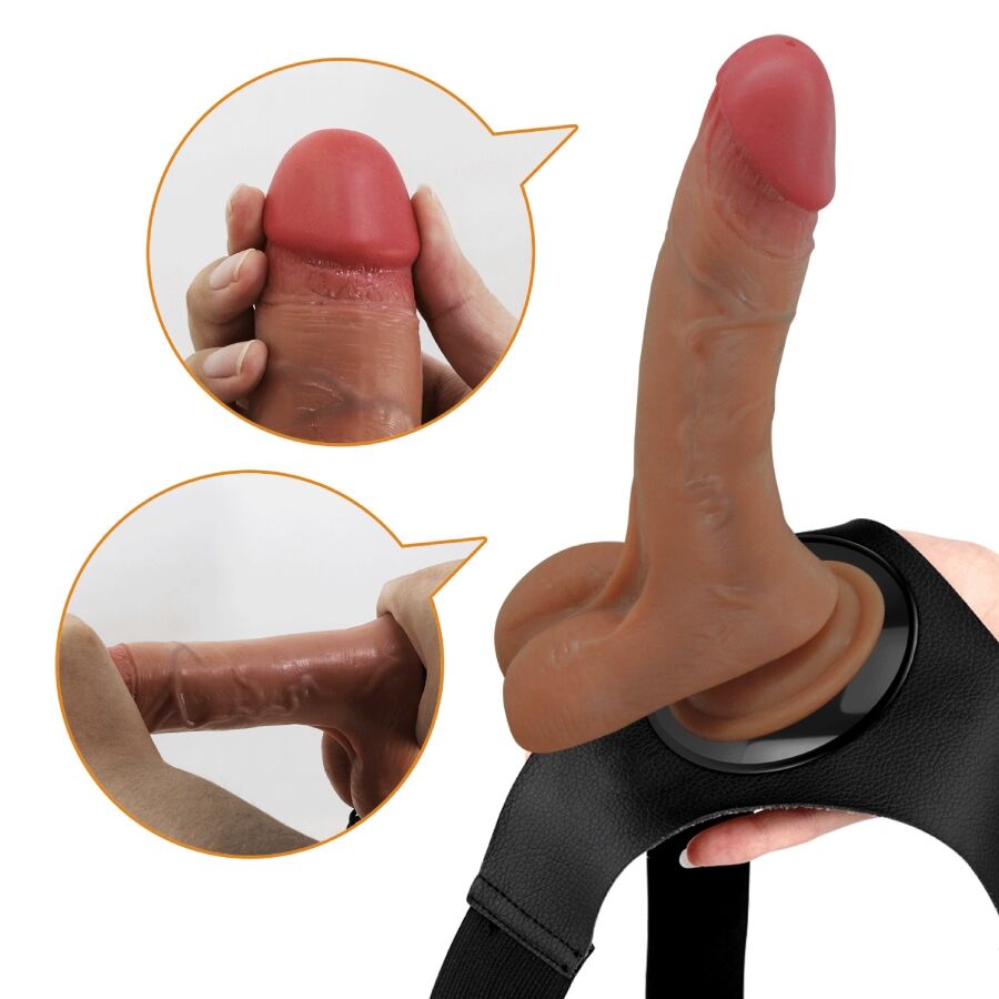 PRETTY LOVE – UNIVERSAL HARNESS BRIEFS WITH VIBRATING AND SQUIRTING DILDO 15.5 CM MULATO