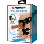 PRETTY LOVE – UNIVERSAL HARNESS BRIEFS WITH VIBRATING AND SQUIRTING DILDO 15.5 CM MULATO