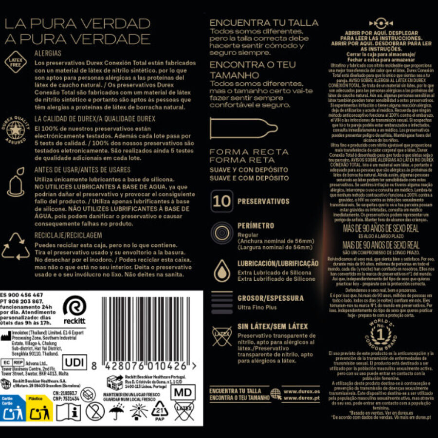 DUREX – Total Connection XL Ultra Fine Plus, Latexfrei, 10 Stück