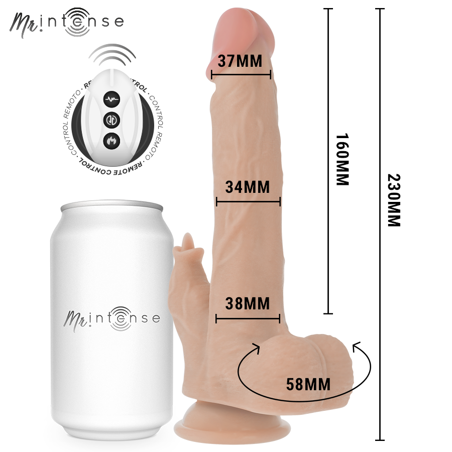 MR INTENSE – REDFORD MULTIFONCTION RÉALISTE AVEC VIBRATION ET TÉLÉCOMMANDE HAUT/BAS 23 CM -O- 3,5 CM