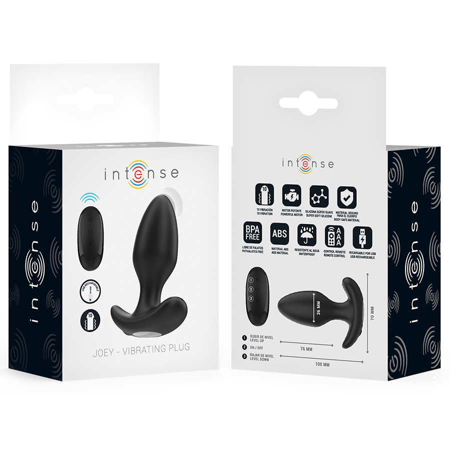 INTENSE – JOEY ANAL PLUG 10 VIBRATIONS BLACK REMOTE CONTROL