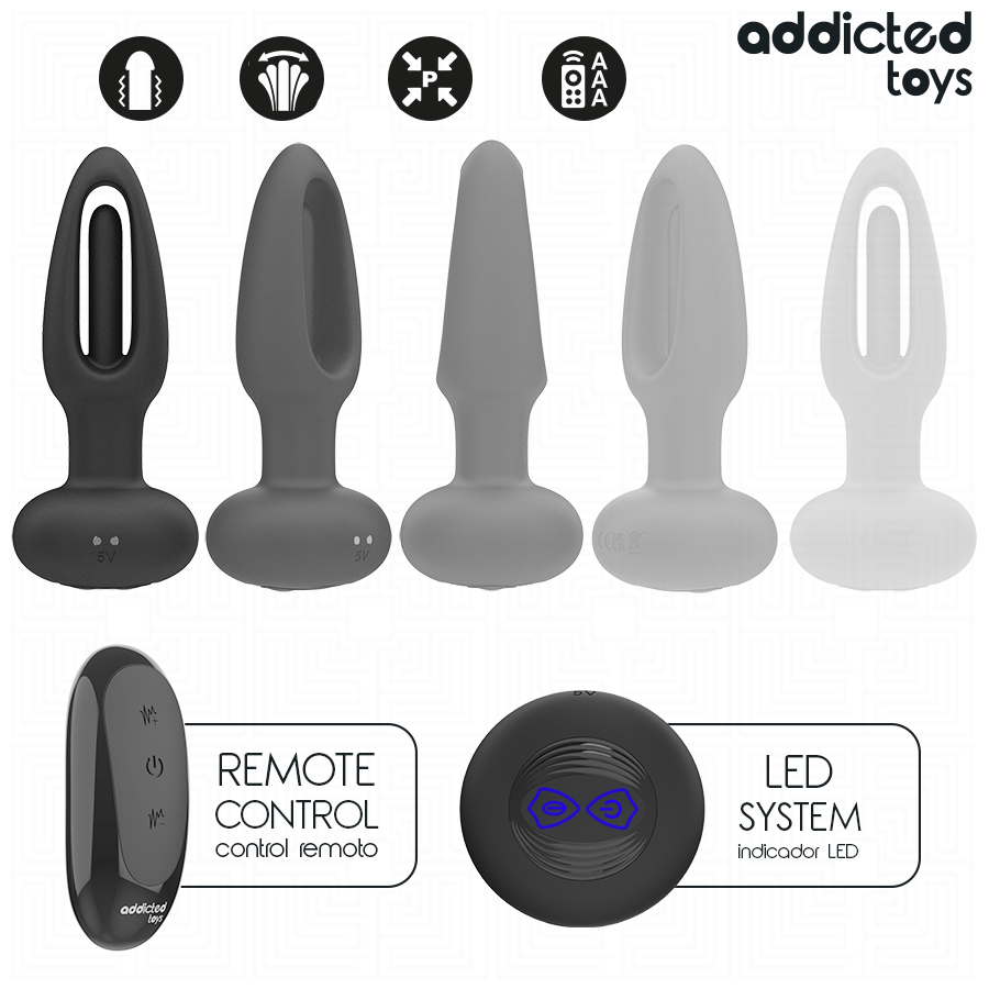 ADDICTED TOYS – ANAL PLUG WITH VIBRATING TONGUE AND REMOTE CONTROL