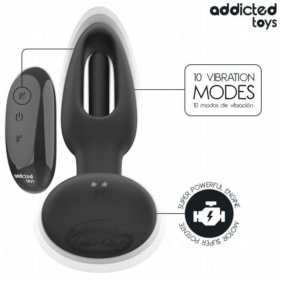 ADDICTED TOYS – ANAL PLUG WITH VIBRATING TONGUE AND REMOTE CONTROL