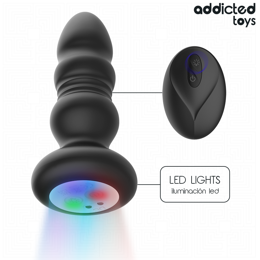 ADDICTED TOYS – Rotierender Analplug mit Vibration, LED-Licht und Fernbedienung