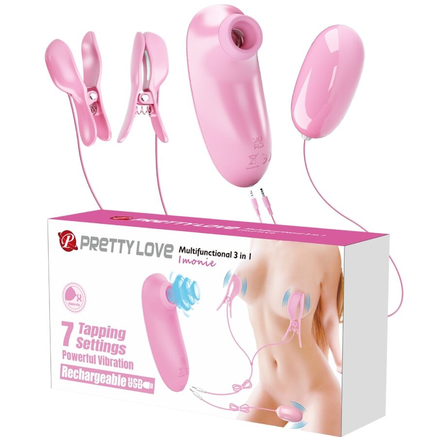 PRETTY LOVE – IMONIE 3-IN-1 MULTIFUNCTIONAL SET WITH SUCTION CUP, NIPPLES AND CLITORIS