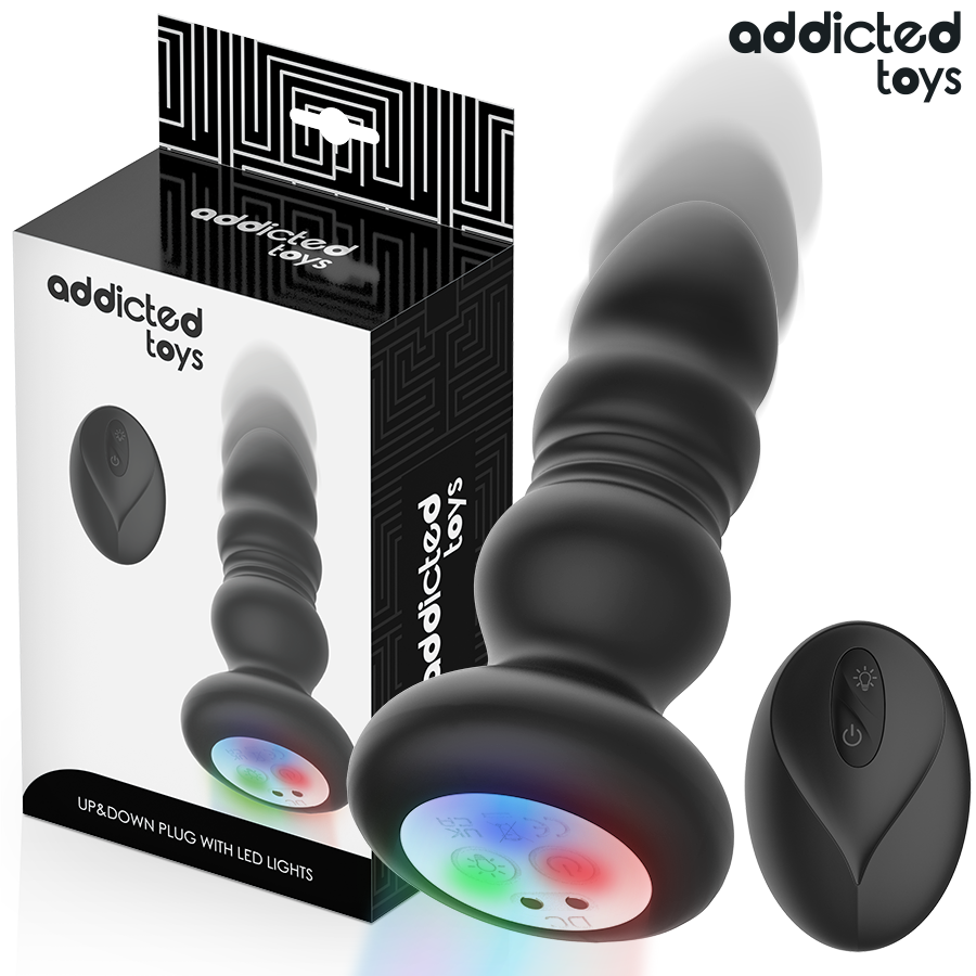 ADDICTED TOYS – Rotierender Analplug mit Vibration, LED-Licht und Fernbedienung