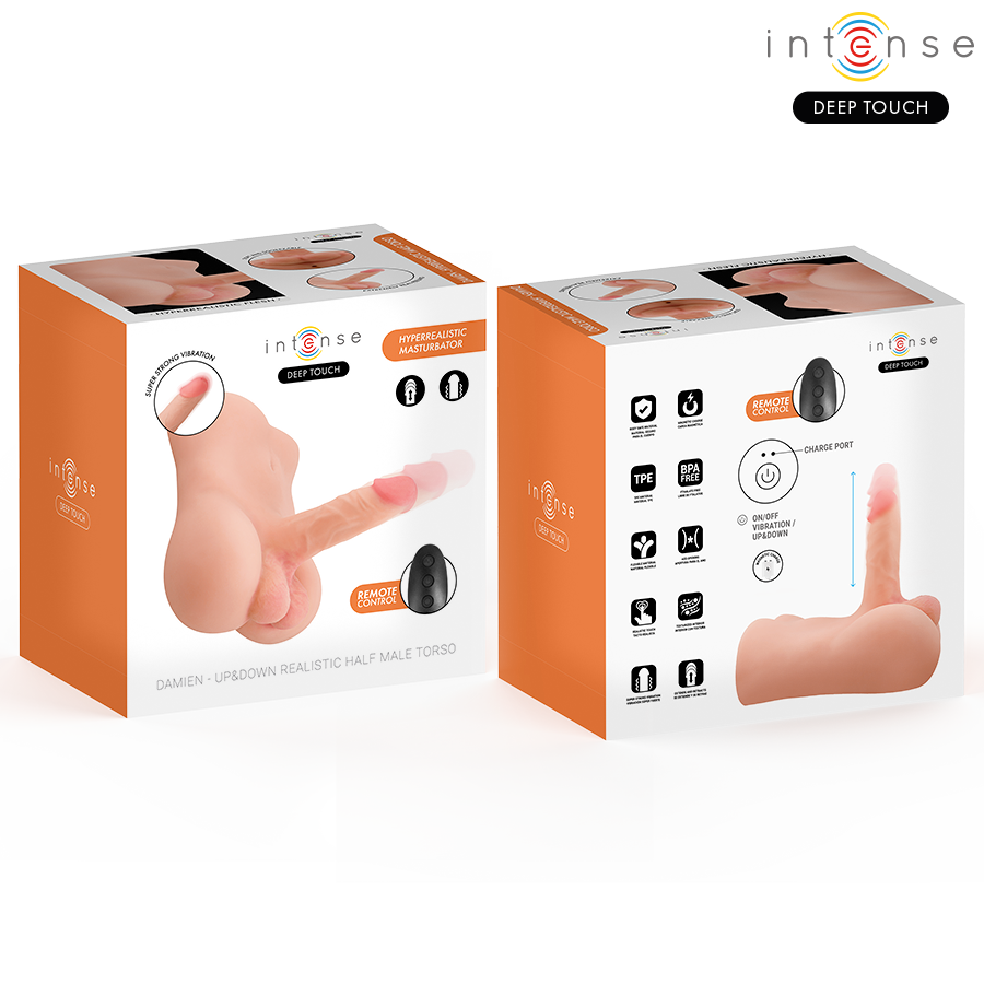 Intense Deep Touch Damien – Torso mit Dildo, Druck- und Vibrationsfunktion, Fernbedienung