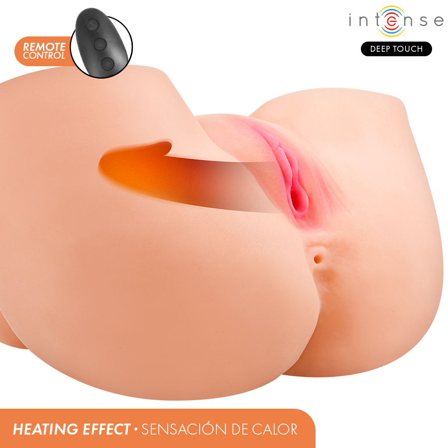 INTENSE DEEP TOUCH – MASTURBATEUR VAGINAL GINGER AVEC SUCCION, CHALEUR, VIBRATION ET EFFETS VOCAUX, TÉLÉCOMMANDE INCLUSE, 5,3 KG