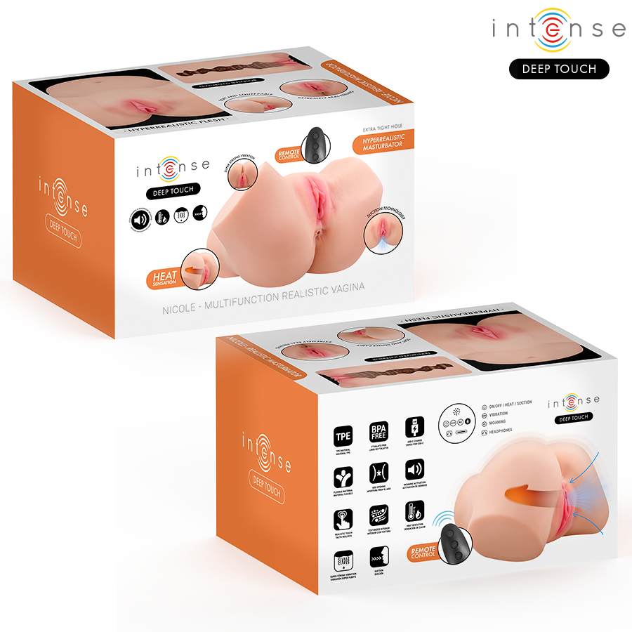 INTENSE DEEP TOUCH – MASTURBATEUR VAGINAL NICOLE AVEC EFFETS DE SUCCION, DE CHALEUR, DE VIBRATION ET VOCAUX, AVEC TÉLÉCOMMANDE, 5,3 KG