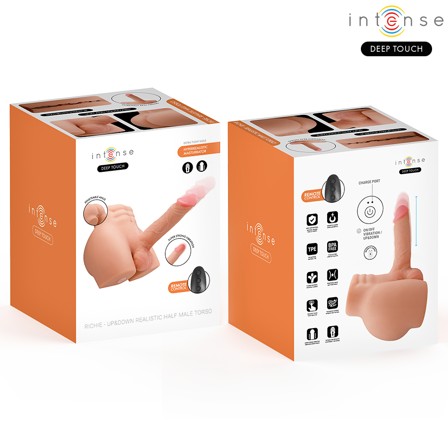 INTENSE DEEP TOUCH – TORSE RICHIE AVEC ANUS ET GODEMICHET RÉALISTE AVEC TÉLÉCOMMANDE DE POUSSE ET DE VIBRATION 4,7 KG