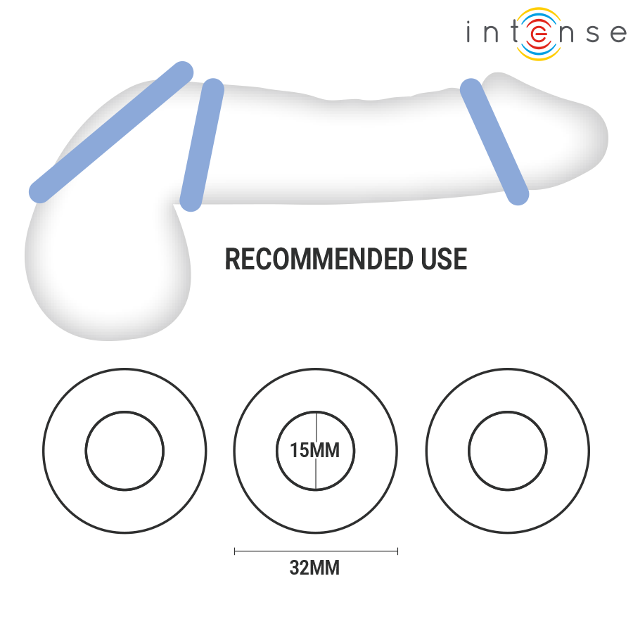 INTENSE – ENSEMBLE DE 3 ANNEAUX PÉNIS DE COULEURS VARIÉES