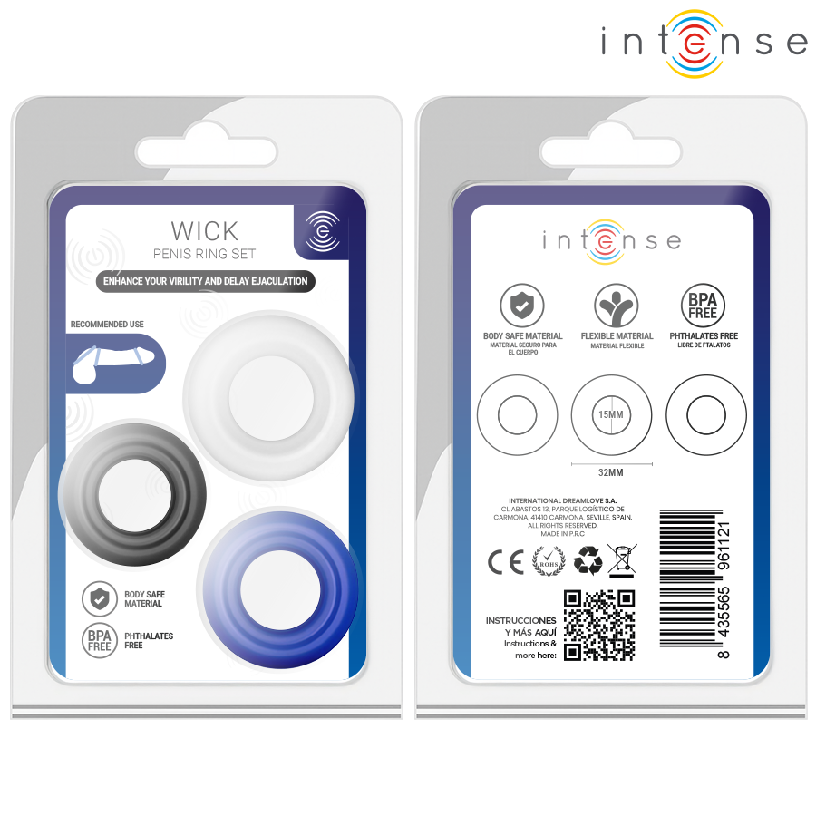 INTENSE – ENSEMBLE DE 3 ANNEAUX PÉNIS DE COULEURS VARIÉES