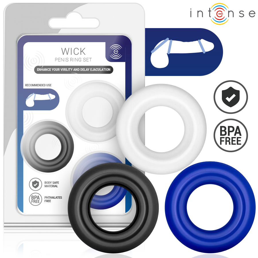INTENSE – ENSEMBLE DE 3 ANNEAUX PÉNIS DE COULEURS VARIÉES