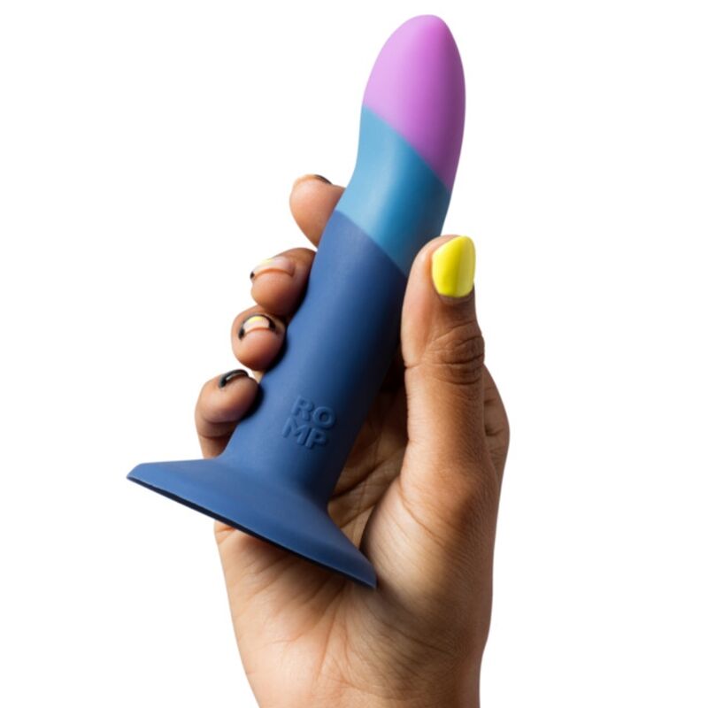 ROMP Piccolo – Silikondildo mit Saugnapf, dreifarbig, 14 cm