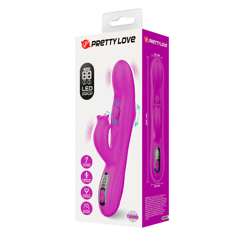 PRETTY LOVE – YALANDA RABBIT OSCILLATING VIBRATOR WITH LED DISPLAY PURPLE