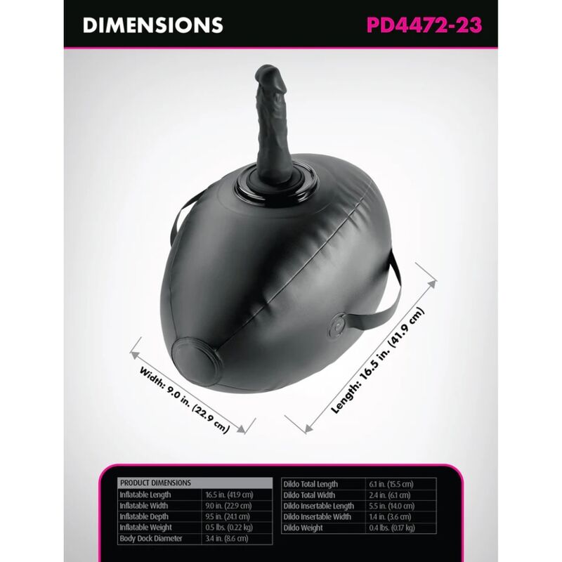 FETISH FANTASY SERIES – BODY DOCK BOULE GONFLABLE AVEC GODEMICHET NOIR 41,9 CM