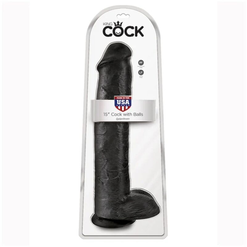 KING COCK – GODEMICHET RÉALISTE AVEC TESTICULES 38 CM NOIR
