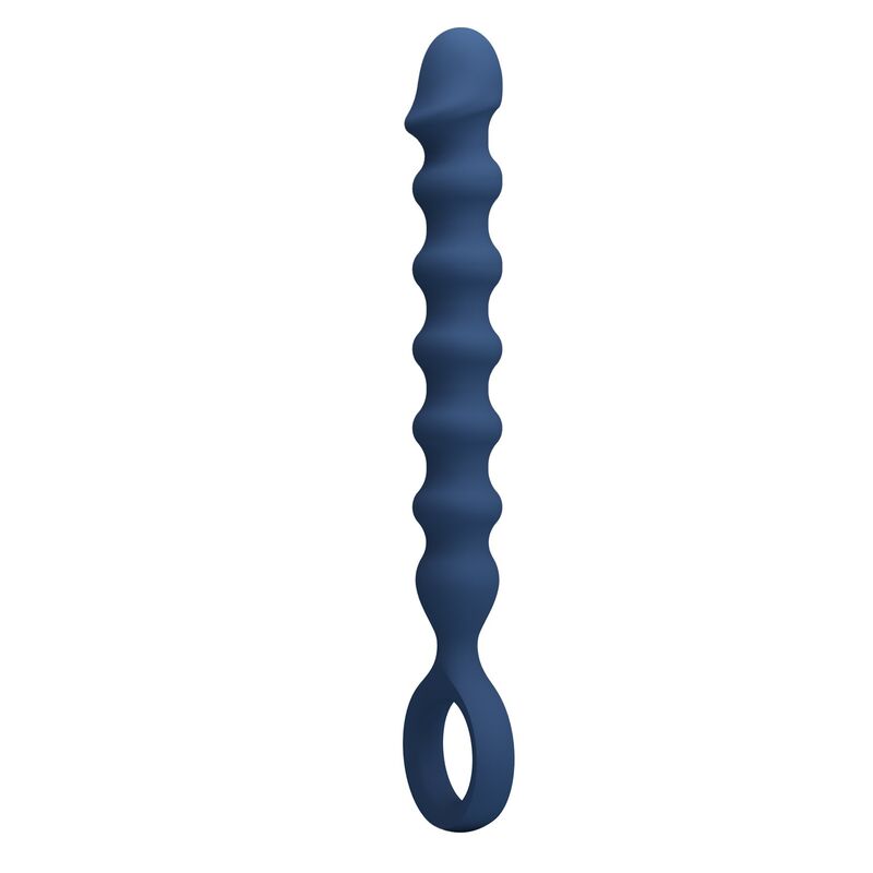 MR PLAY – PERLES ANALES EN SILICONE BLEU ET PLUG ANAL -Ø- 3,4 CM – 28,5 CM