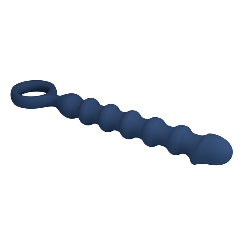 MR PLAY – PERLES ANALES EN SILICONE BLEU ET PLUG ANAL -Ø- 3,4 CM – 28,5 CM