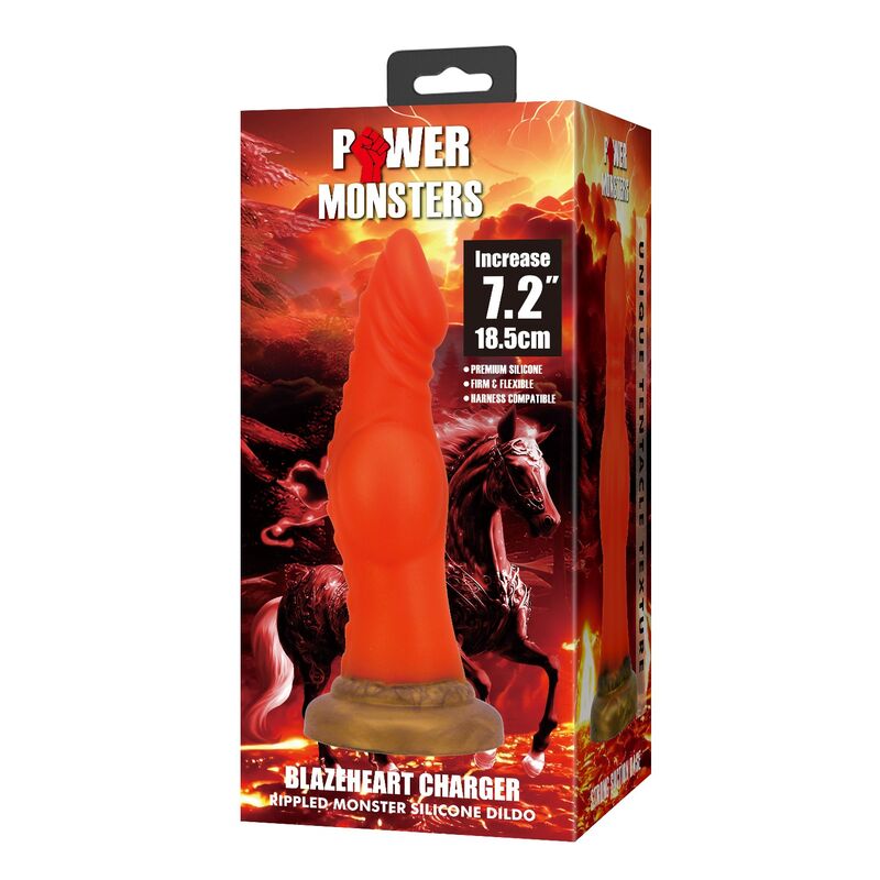 POWER MONSTERS – BLAZEHEART CHARGER FANTASY SILICONE DILDO 18.5 CM Ø 4.5 CM