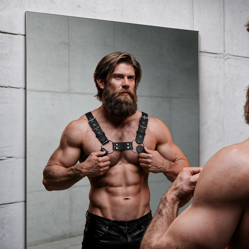 FETISH SUBMISSIVE ATTITUDE – Verstellbarer Brust-Bulldog-Harness aus Ökoleder