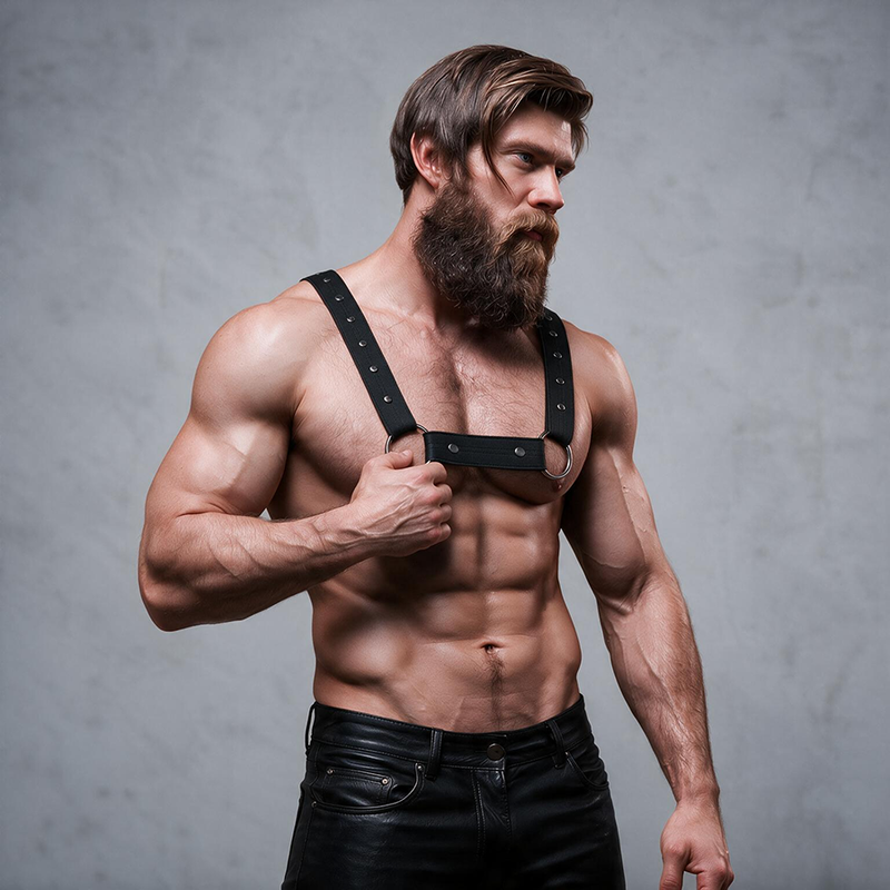 FETISH SUBMISSIVE ATTITUDE – Verstellbarer Neopren-Sport-Brustharness für Männer