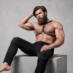 FETISH SUBMISSIVE ATTITUDE – HARNAIS DE POITRINE EN ÉCO-CUIR AVEC DOUBLE SUPPORT ET CLOUS POUR HOMMES